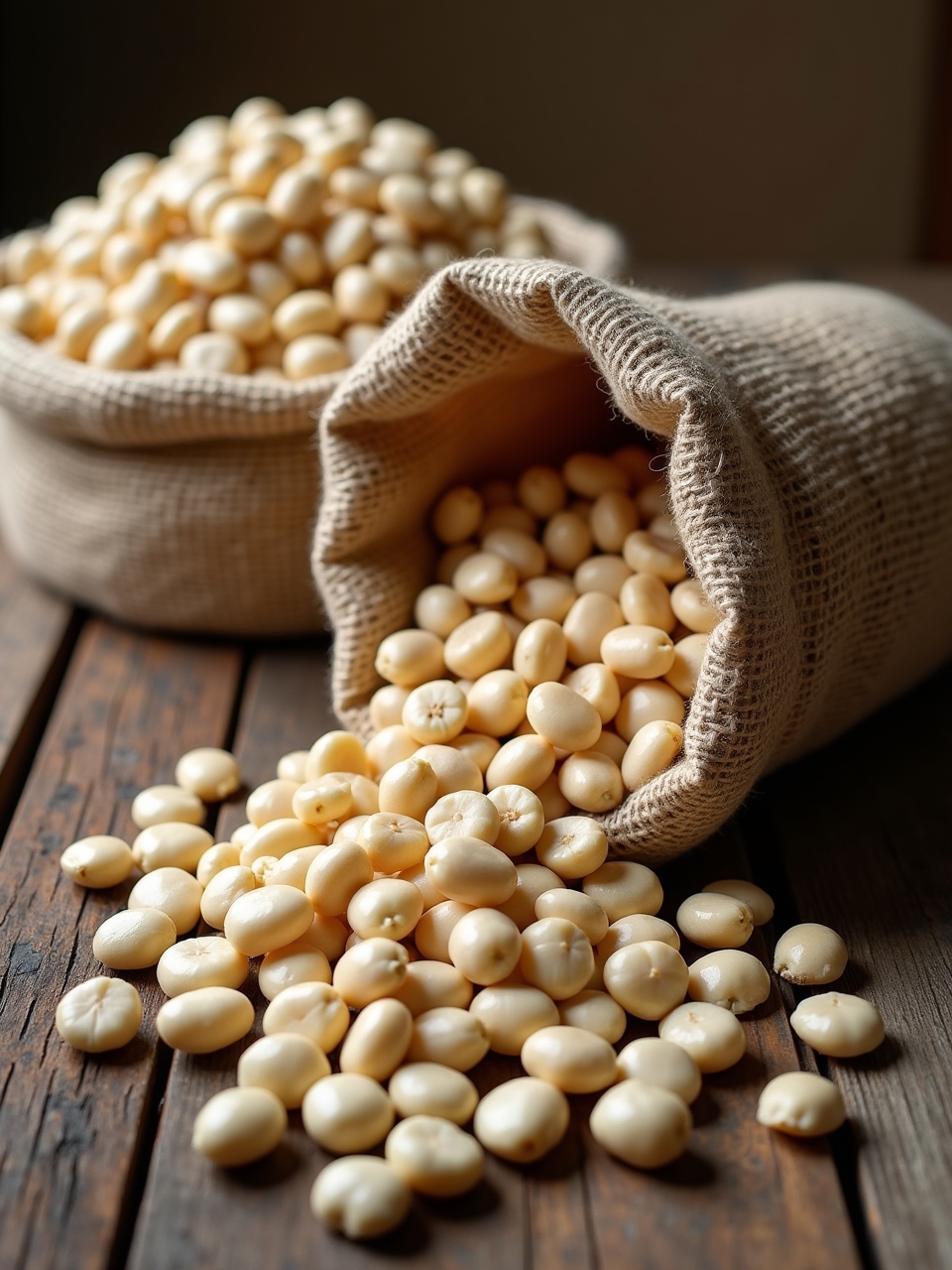 Flux_Dev_Large_dry_and_creamy_white_fava_beans_spill_out_of_wo_0